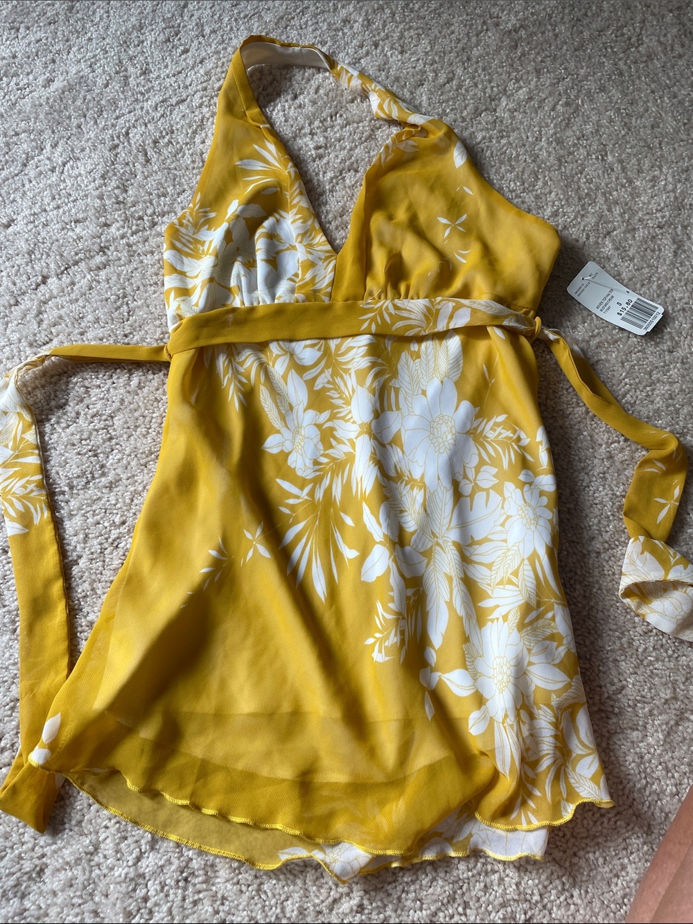 NWT Yellow Floral Halter Top